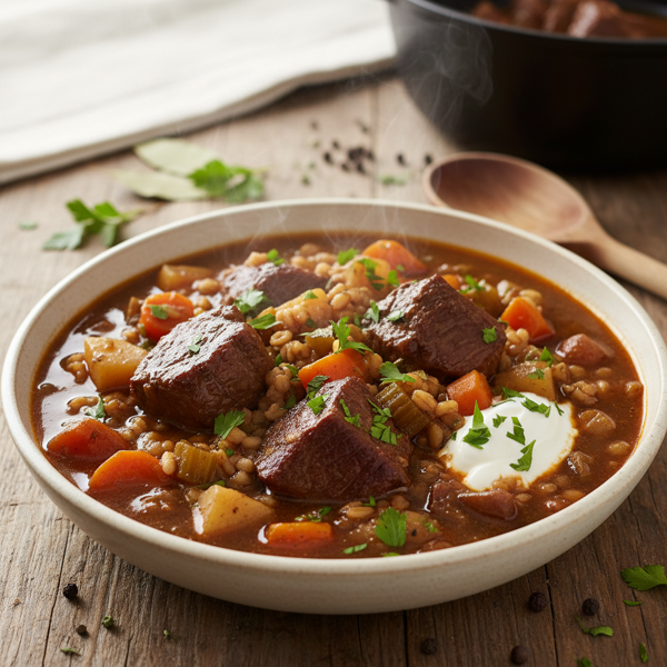 Savory Beef and Barley Stew recipe