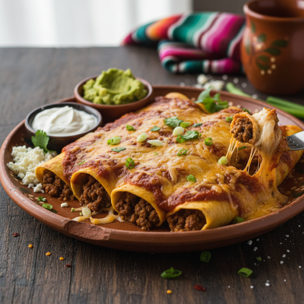 Savory Beef and Cheese Enchiladas recipe