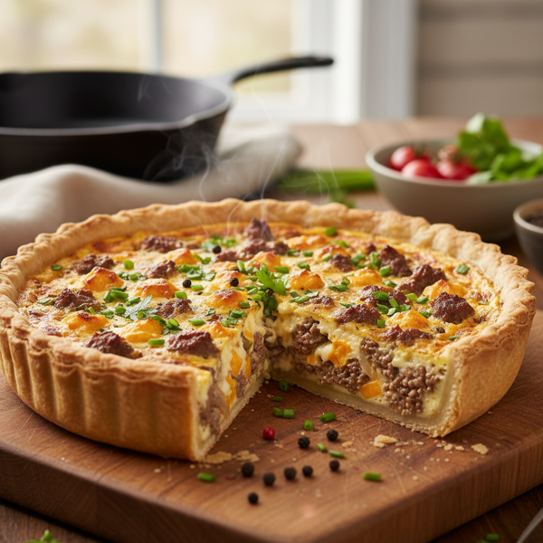 Savory Beef and Cheese Quiche recipe