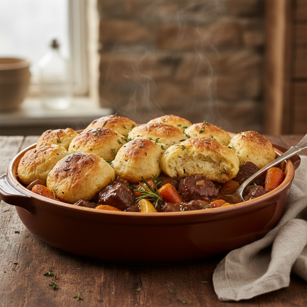 Savory Beef and Dumpling Casserole recipe