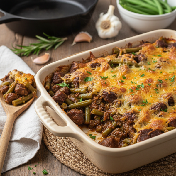 Savory Beef and Green Bean Bake recipe