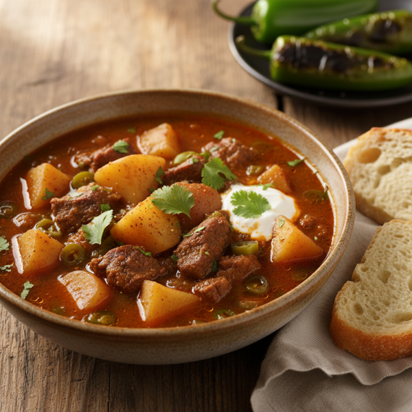 Savory Beef and Green Chili Stew with Potatoes recipe