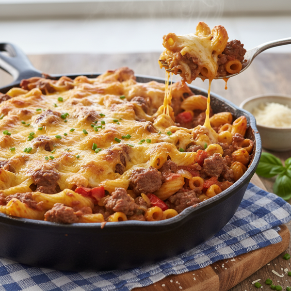 Savory Beef and Macaroni Bake recipe