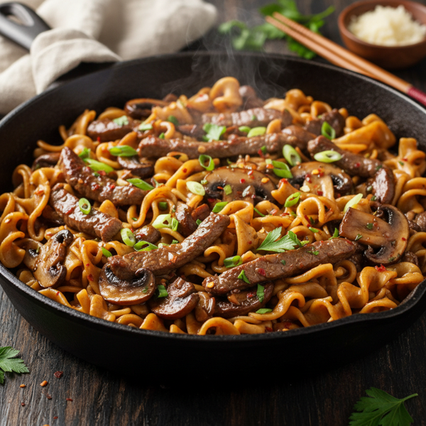 Savory Beef and Mushroom Noodle Skillet recipe