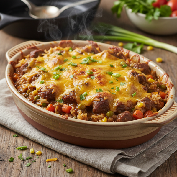 Savory Beef and Rice Casserole recipe