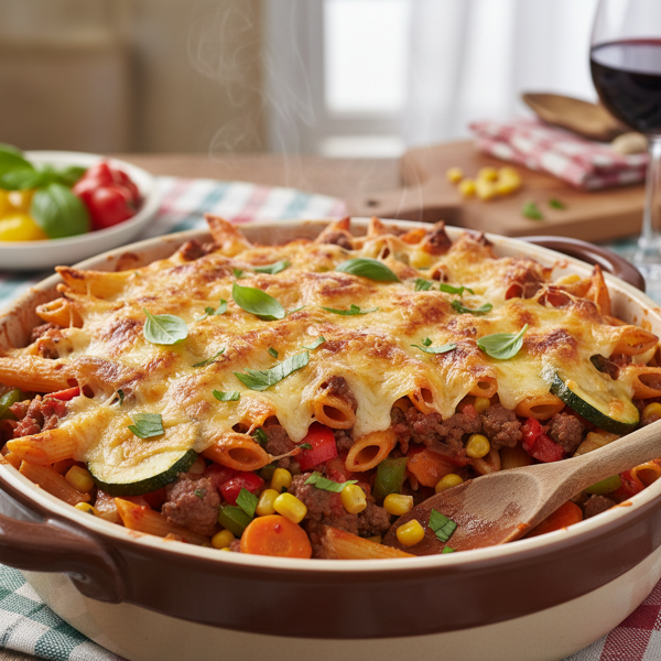 Savory Beef and Vegetable Pasta Bake recipe