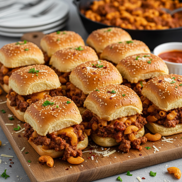 Savory Beefaroni Sloppy Joe Sliders recipe