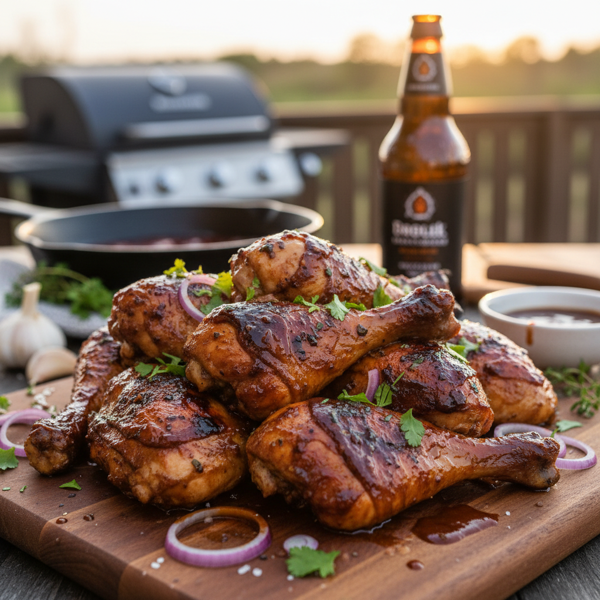 Savory Beer-Braised BBQ Chicken recipe