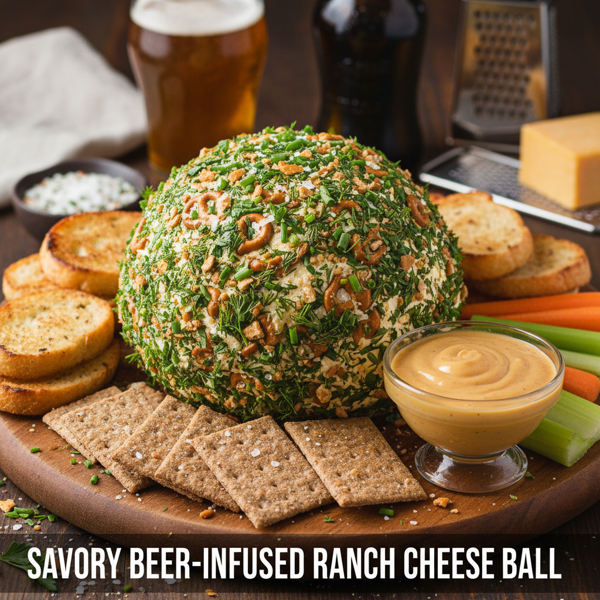 Savory Beer-Infused Ranch Cheese Ball recipe