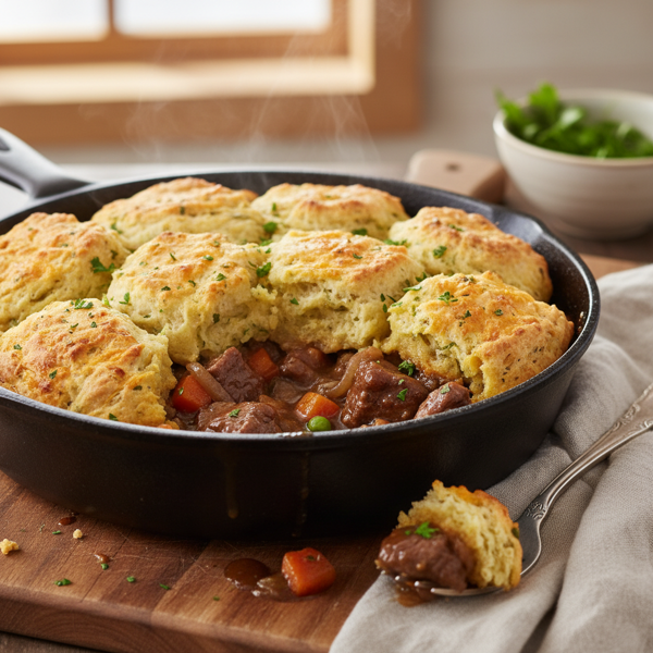 Savory Biscuit-Topped Steak Pie recipe