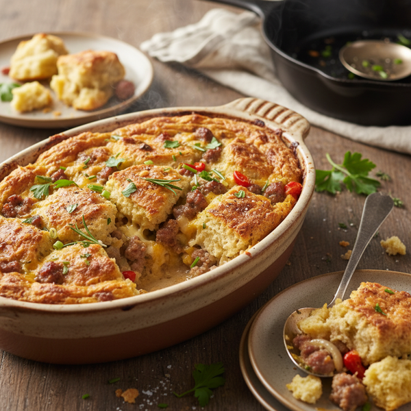 Savory Biscuit Bread Pudding Delight recipe