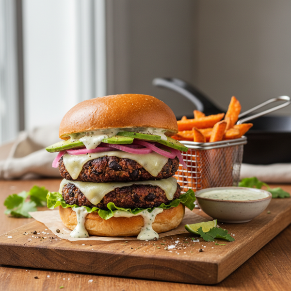 Savory Black Bean Quinoa Burgers recipe