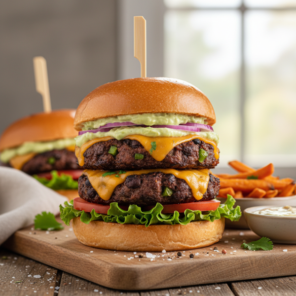 Savory Black Bean & Cheddar Veggie Burgers recipe
