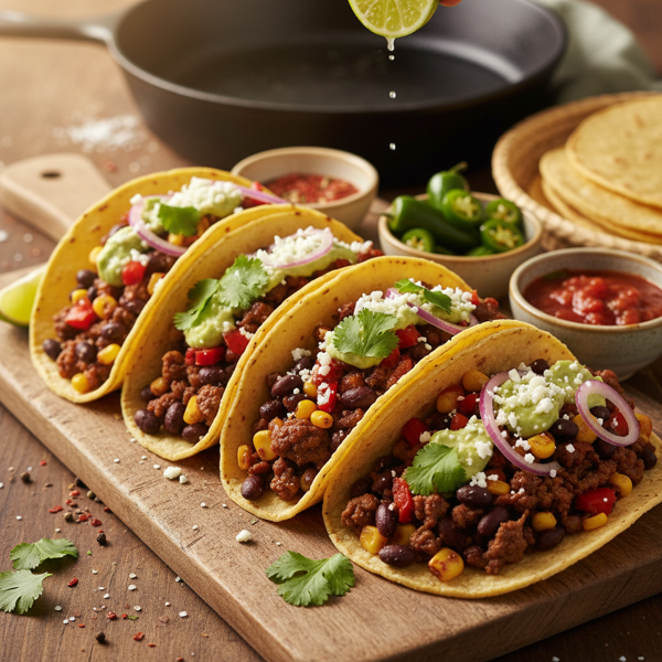 Savory Black Bean and Beef Tacos recipe