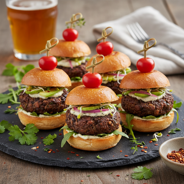 Savory Black Lentil Mini Burgers recipe