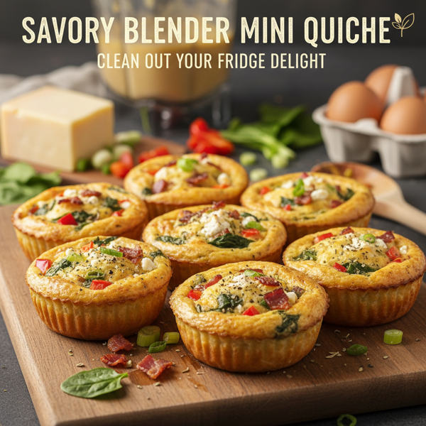 Savory Blender Mini Quiche: Clean Out Your Fridge Delight recipe