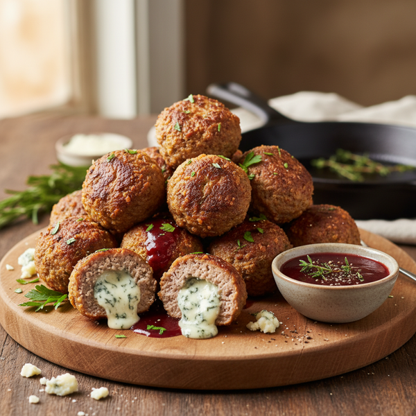 Savory Blue Cheese-Stuffed Lamb Meatballs recipe