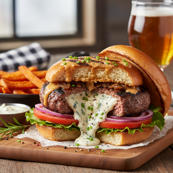 Savory Blue Cheese Stuffed Burgers recipe