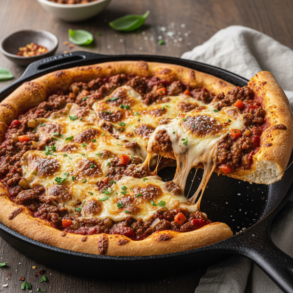 Savory Bolognese-Style Pan Pizza recipe