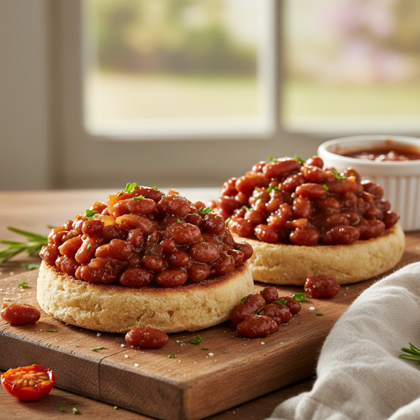 Savory Boston Baked Beans on Toasted Muffins recipe