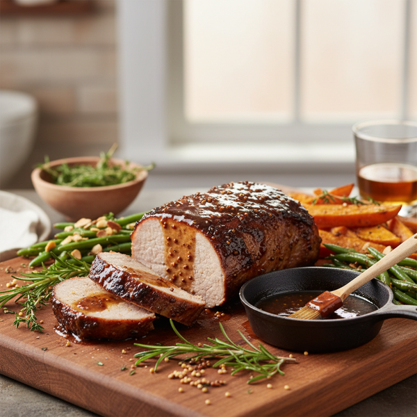 Savory Bourbon-Dijon Glazed Pork Tenderloin recipe