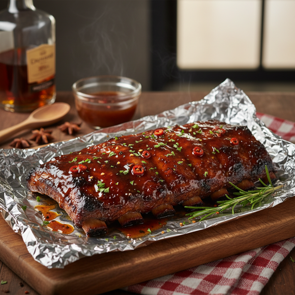 Savory Bourbon-Glazed Baby Back Ribs in Foil recipe