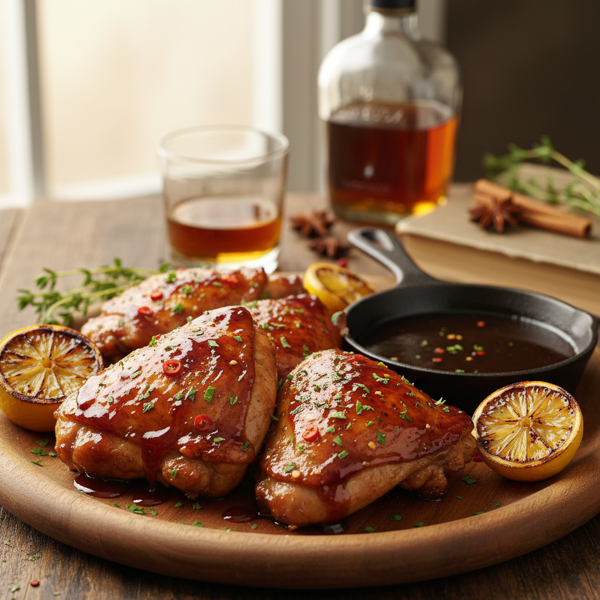 Savory Bourbon-Glazed Chicken Thighs recipe