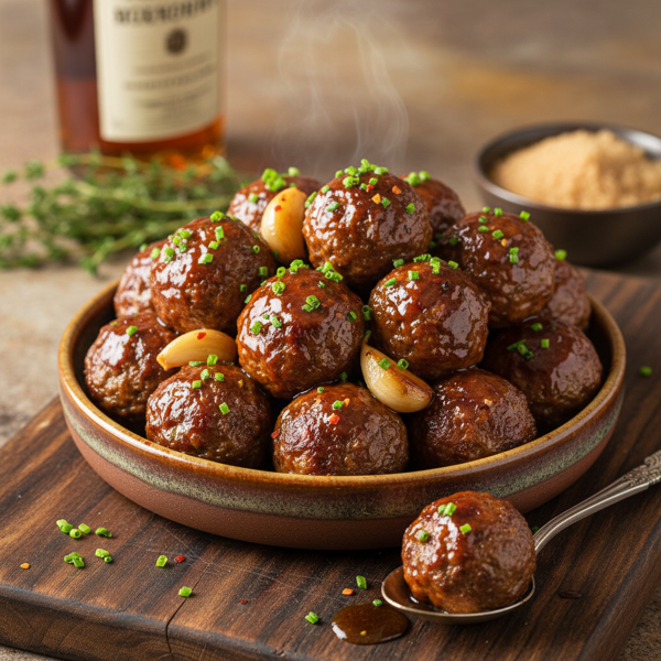 Savory Bourbon-Glazed Meatballs recipe