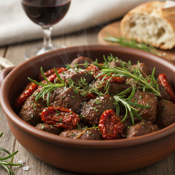 Savory Braised Beef with Sun-Dried Tomatoes and Herbs recipe