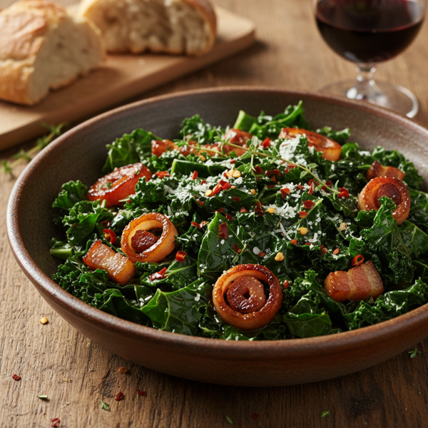 Savory Braised Kale with Pancetta recipe