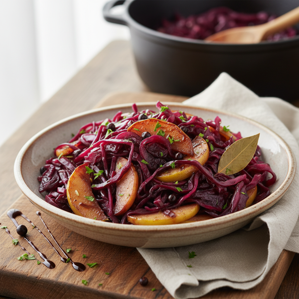 Savory Braised Red Cabbage with Apples and Onions recipe