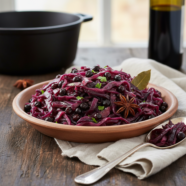 Savory Braised Red Cabbage with Currants recipe