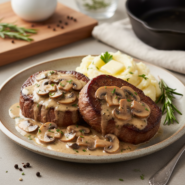 Savory Braised Round Steak with Creamy Mushroom Sauce recipe