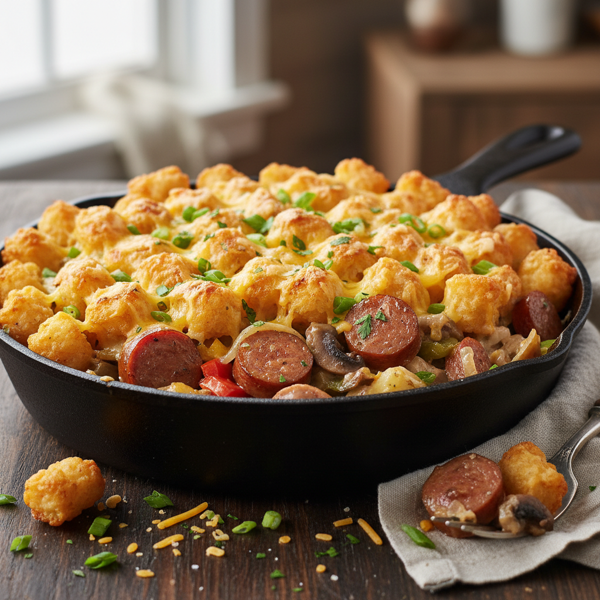 Savory Bratwurst Tater Tot Casserole recipe