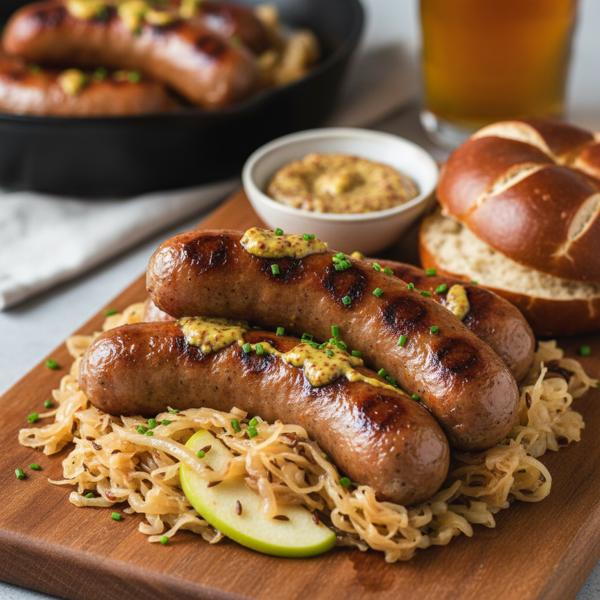 Savory Bratwurst with Sweet Sauerkraut recipe