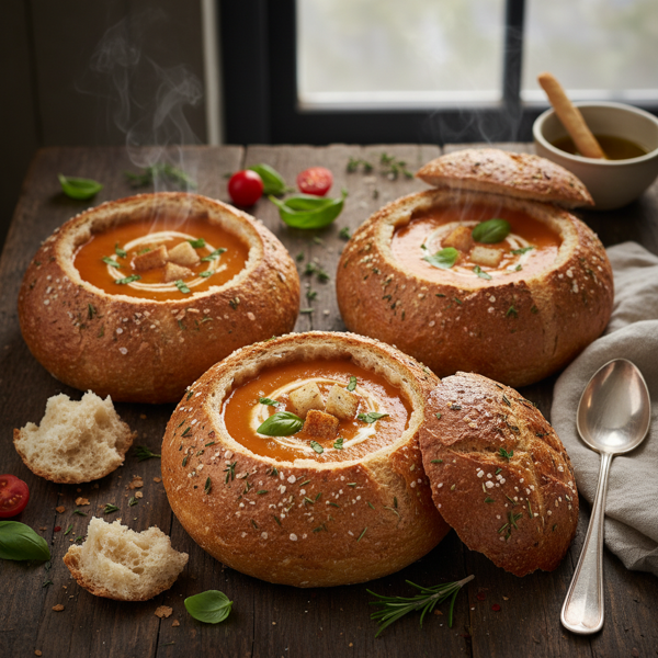 Savory Bread Bowls for Soup recipe