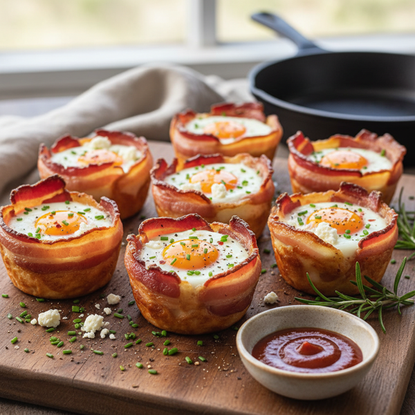 Savory Breakfast Bacon and Egg Cups recipe