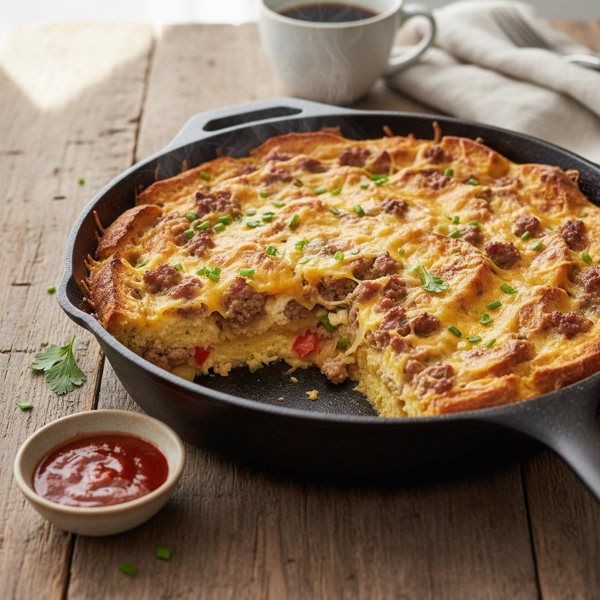 Savory Breakfast Casserole with Sausage and Cheese recipe