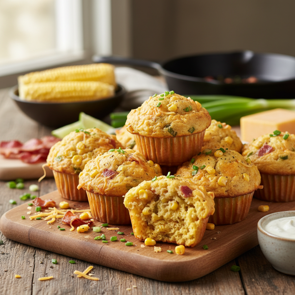 Savory Breakfast Corn Muffins recipe