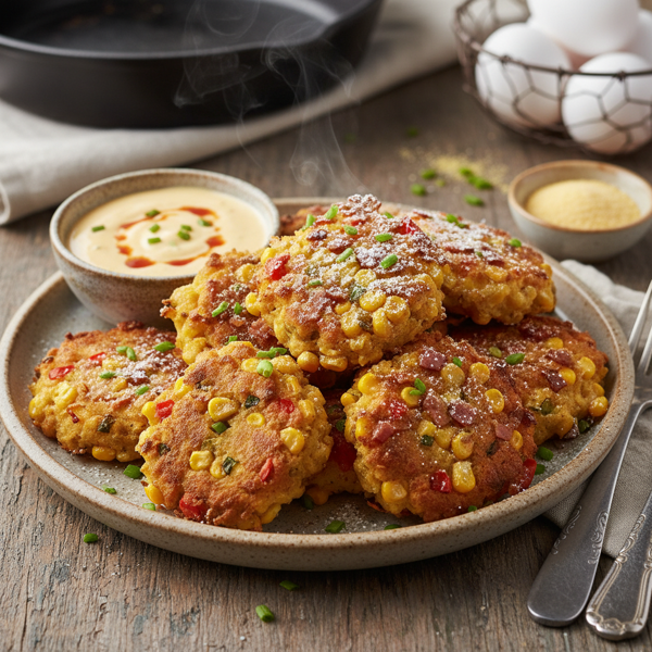 Savory Breakfast Cornbread Fritters recipe