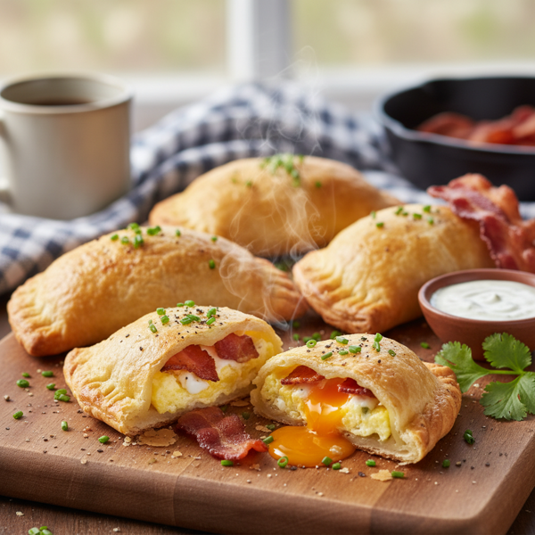 Savory Breakfast Empanadas with Bacon and Eggs recipe