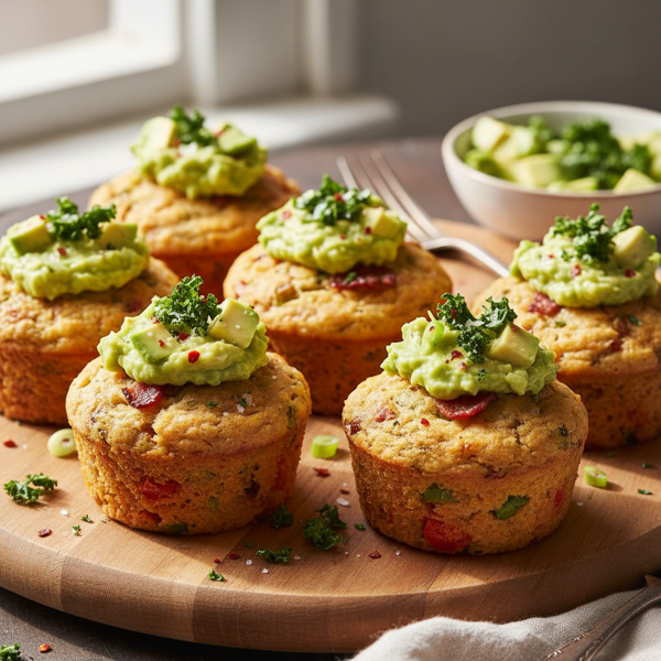 Savory Breakfast Muffins with Avocado & Kale Crunch recipe