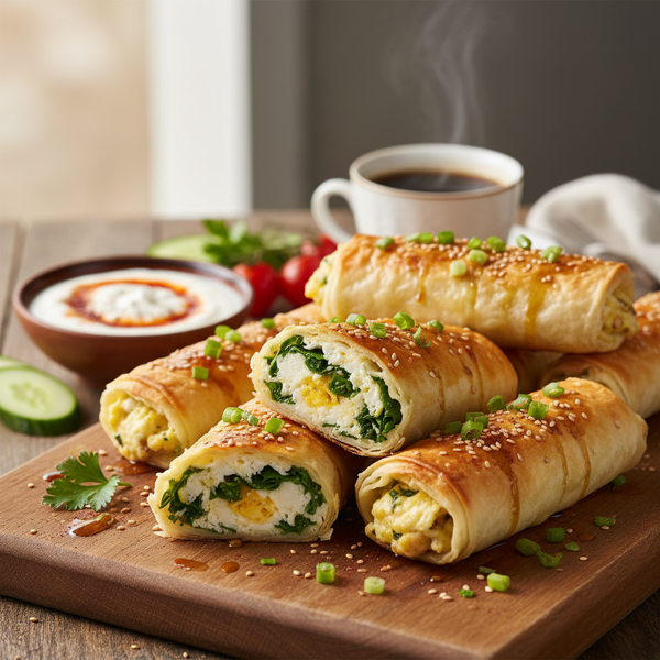 Savory Breakfast Phyllo Rolls recipe