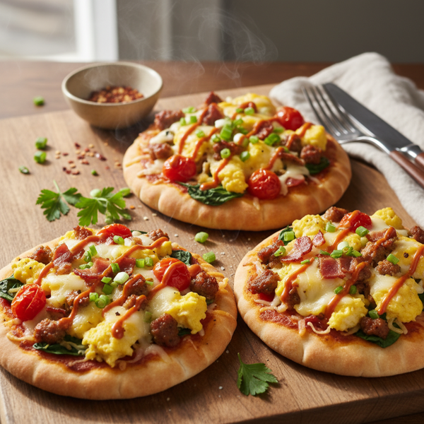 Savory Breakfast Pita Pizzas recipe