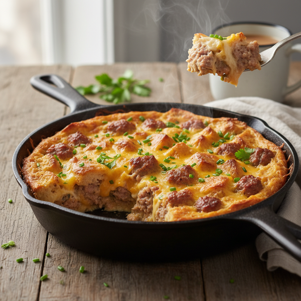 Savory Breakfast Sausage and Cheese Casserole recipe