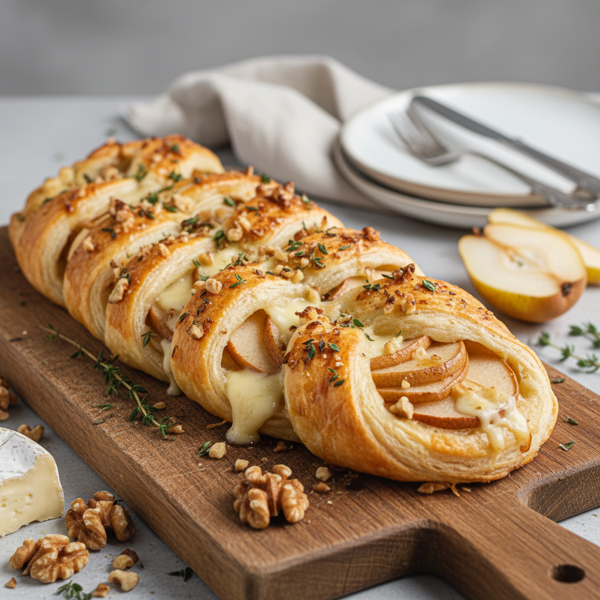 Savory Brie and Pear Braid with Walnuts recipe