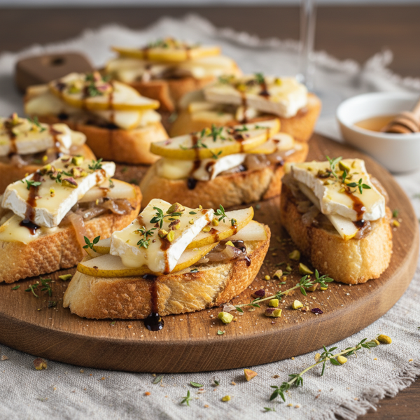 Savory Brie and Pear Crostini recipe