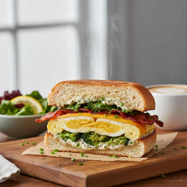 Savory Broccoli and Egg Breakfast Sandwich recipe