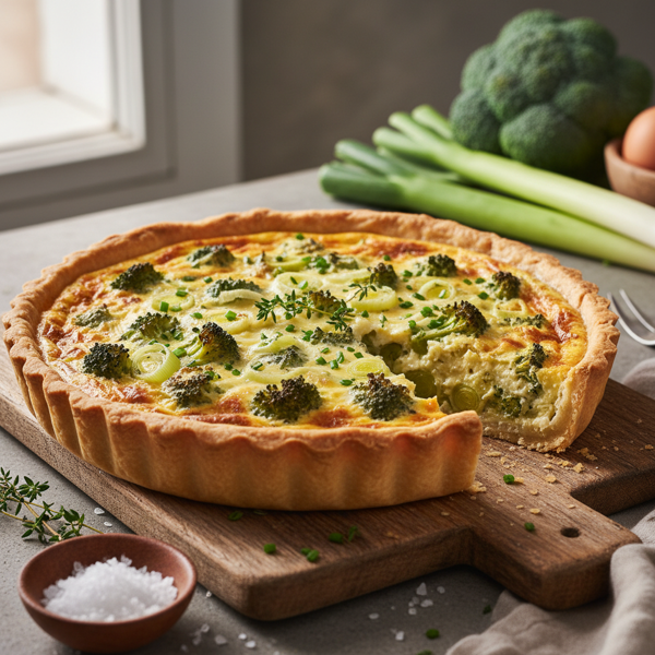 Savory Broccoli and Leek Quiche recipe