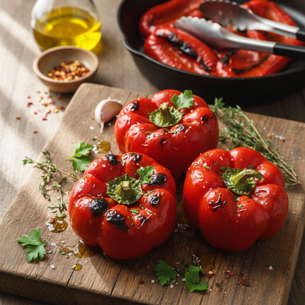 Savory Broiled Red Bell Peppers recipe